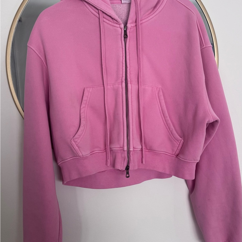 Pink Cropped Hoodie
